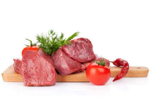 Raw fillet beef steak and spices.